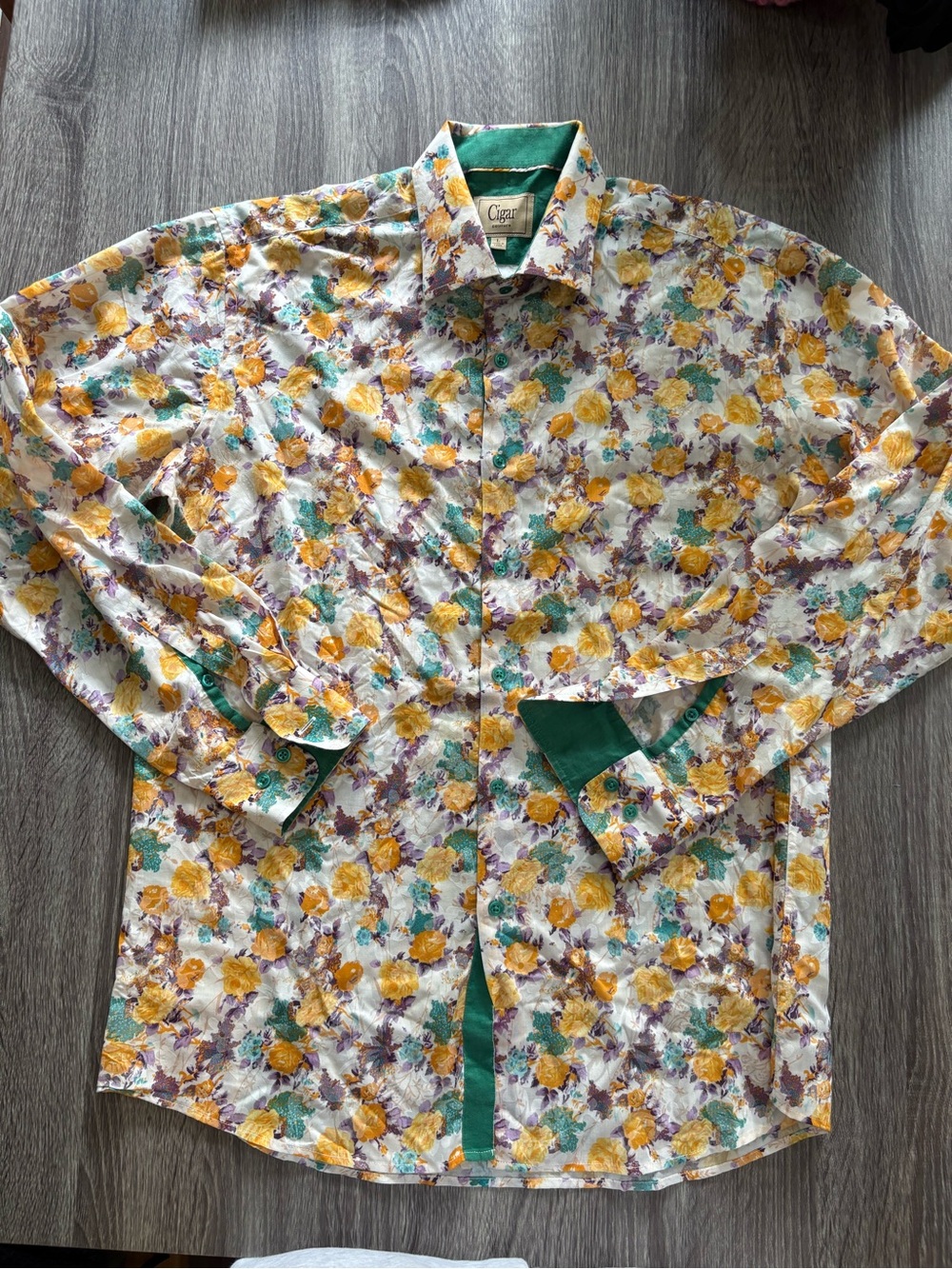 Cigar Couture floral print button down shirt